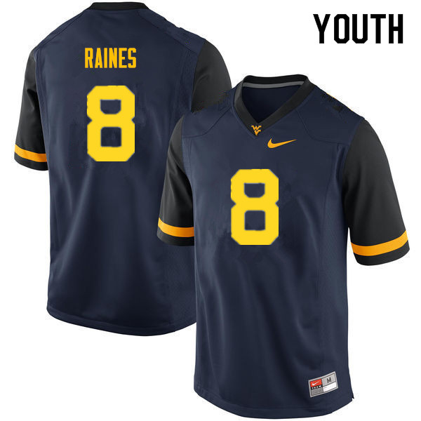 NCAA Youth Kwantel Raines West Virginia Mountaineers Navy #8 Nike Stitched Football College Authentic Jersey RA23J78YE